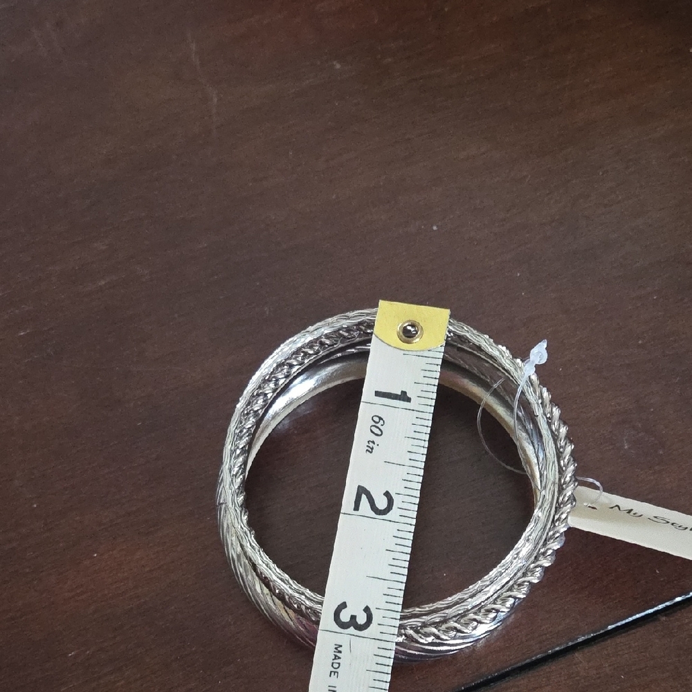 Silver Bangle Bracelet Set - Picture 2 of 2